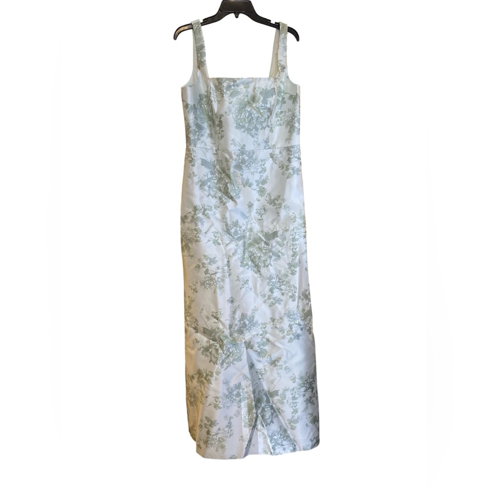 ALFRED SUNG Sage Floral Square-Neck Dress